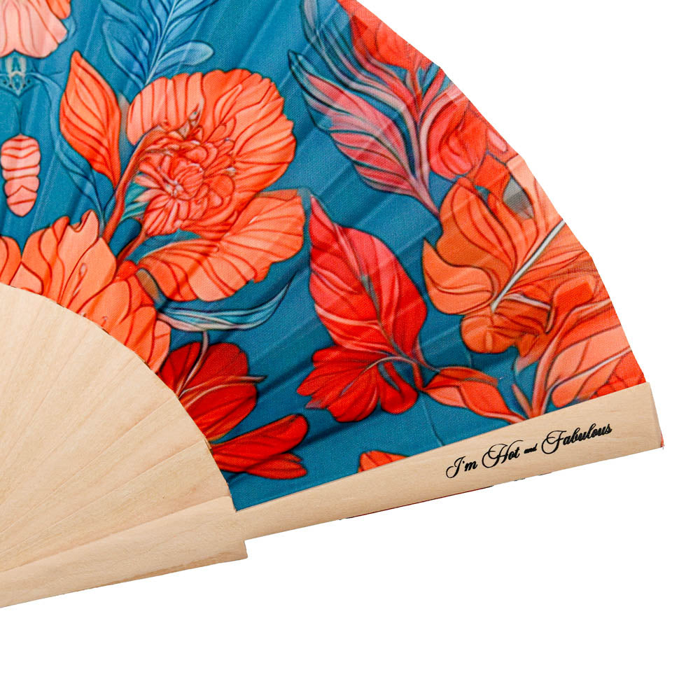 Azure Garden Hand Fan