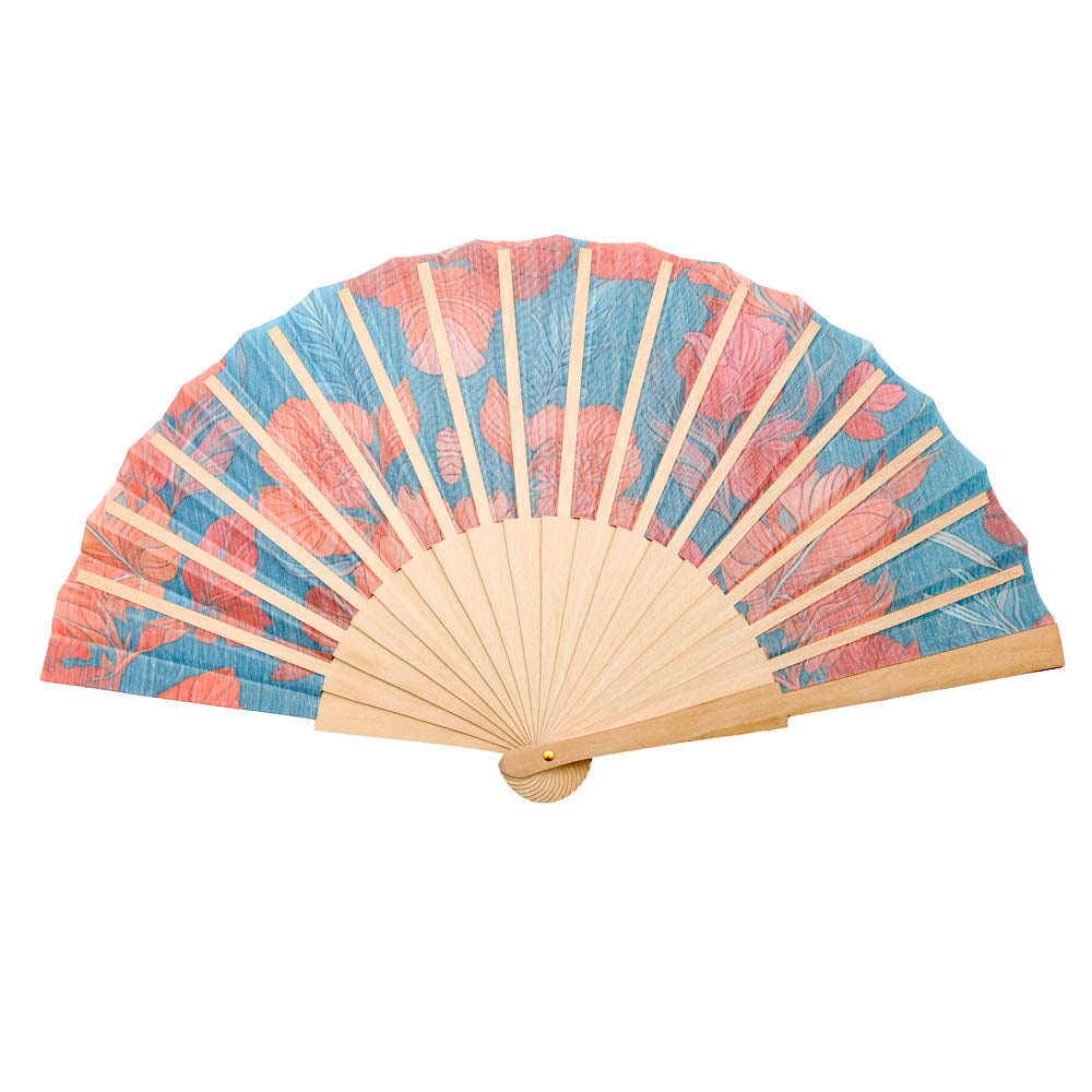 Azure Garden Hand Fan