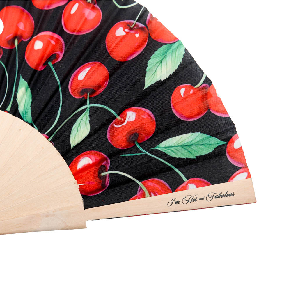 Red Cherries Hand Fan