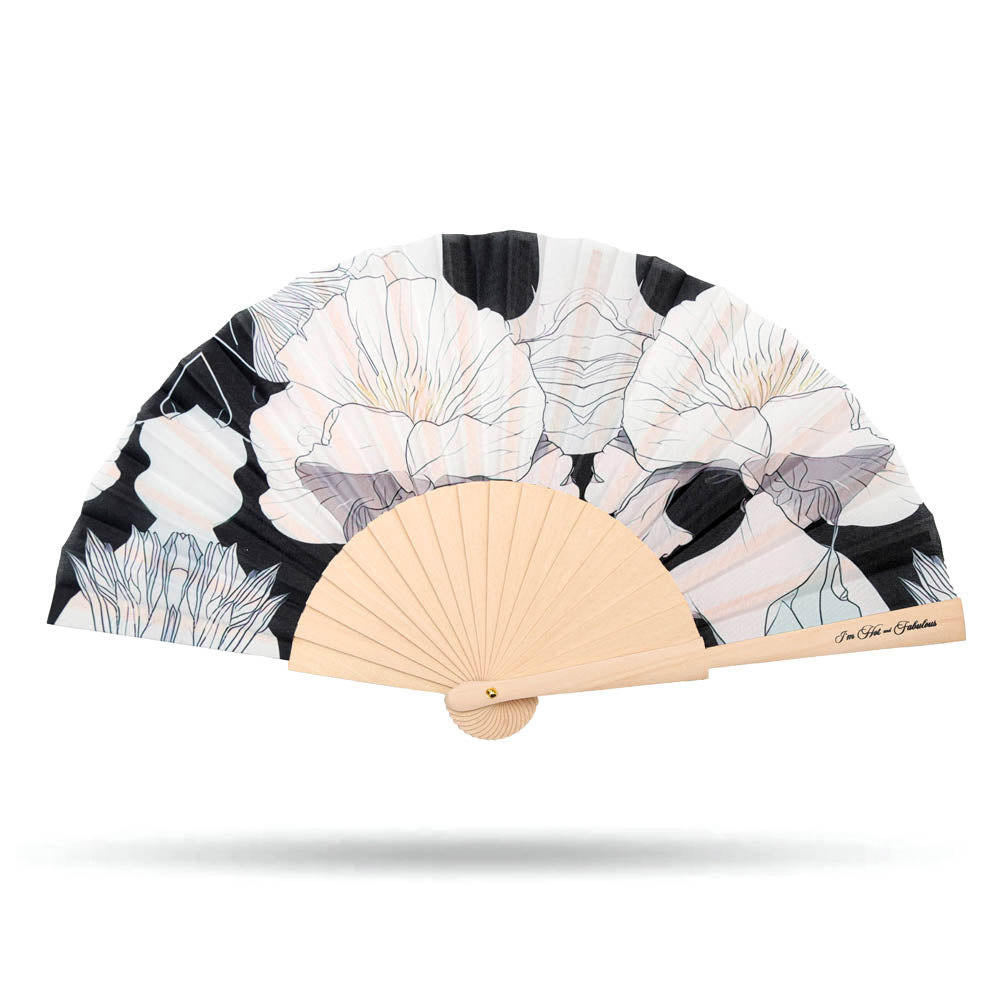 Black Floral Hand Fan
