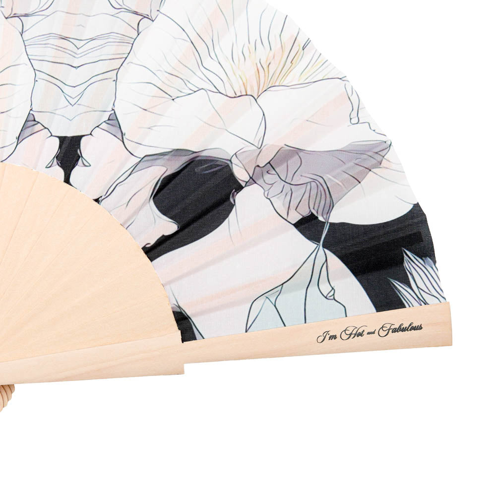 Black Floral Hand Fan