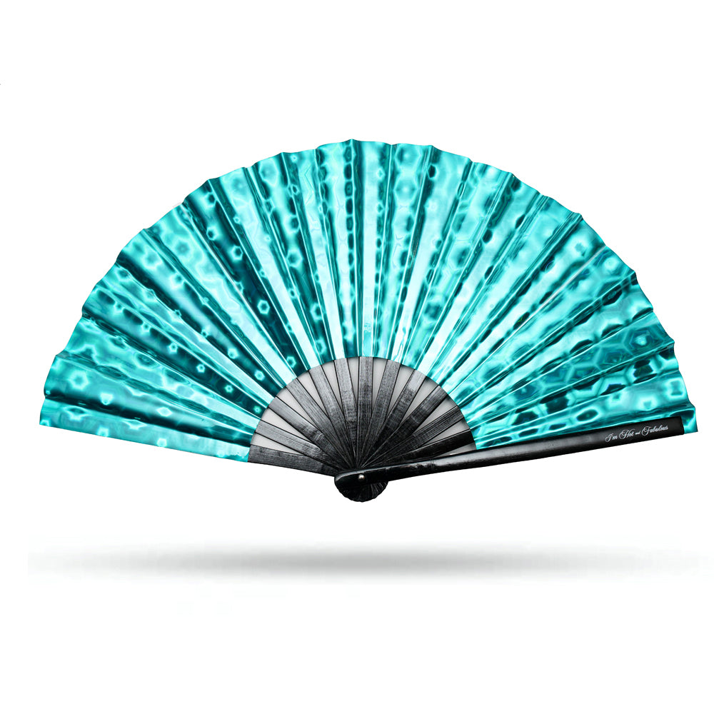 Holographic Teal Dream XL Hand Fan