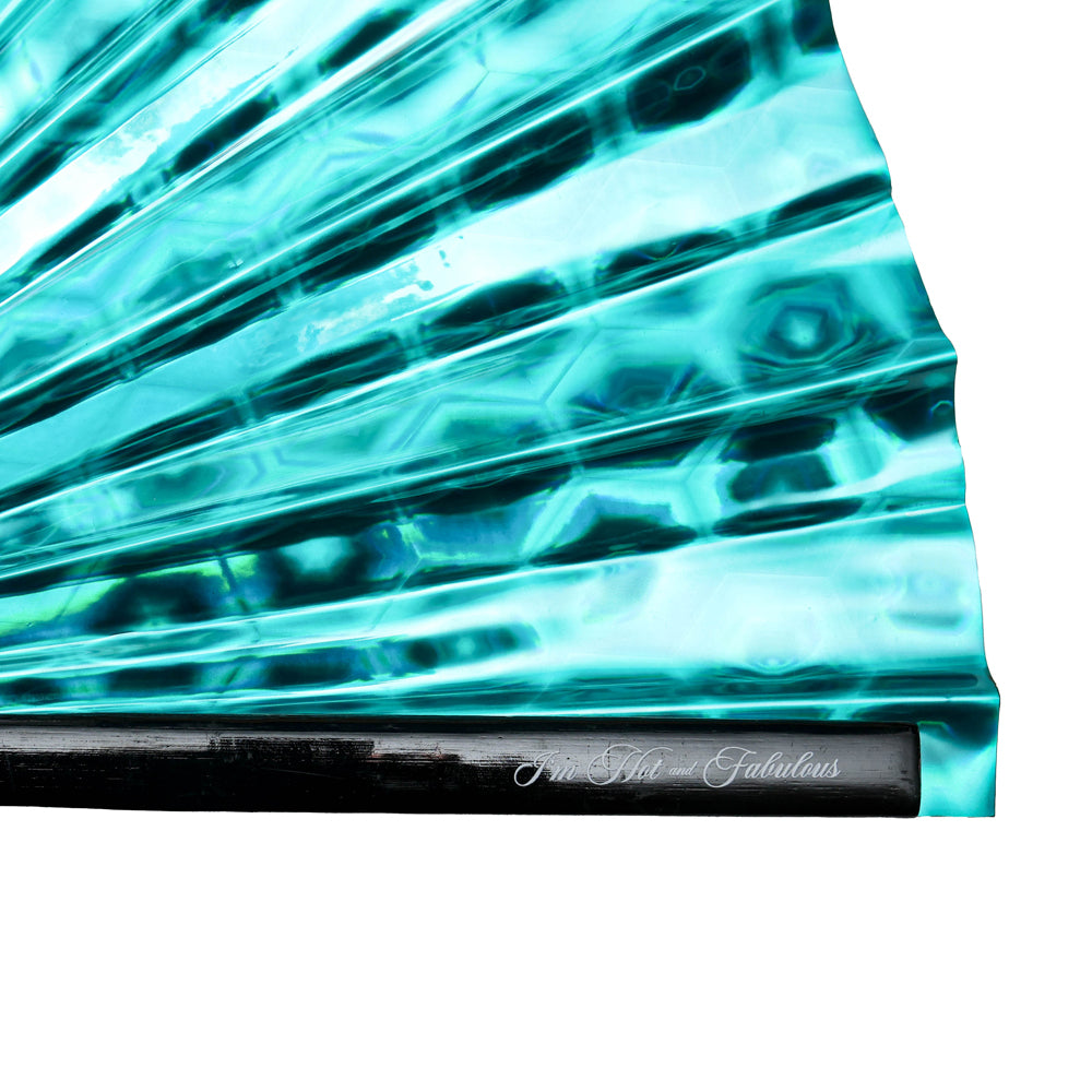 Holographic Teal Dream XL Hand Fan