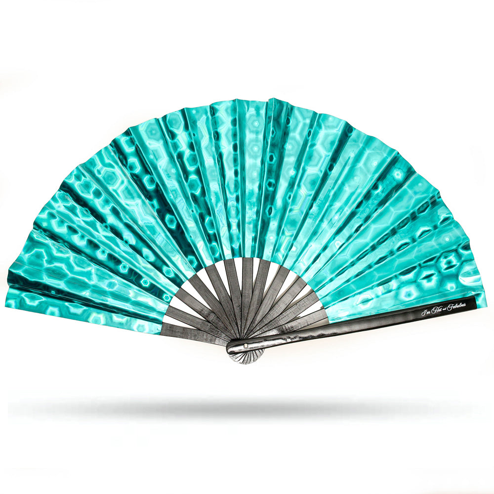 Holographic Teal Dream XL Hand Fan
