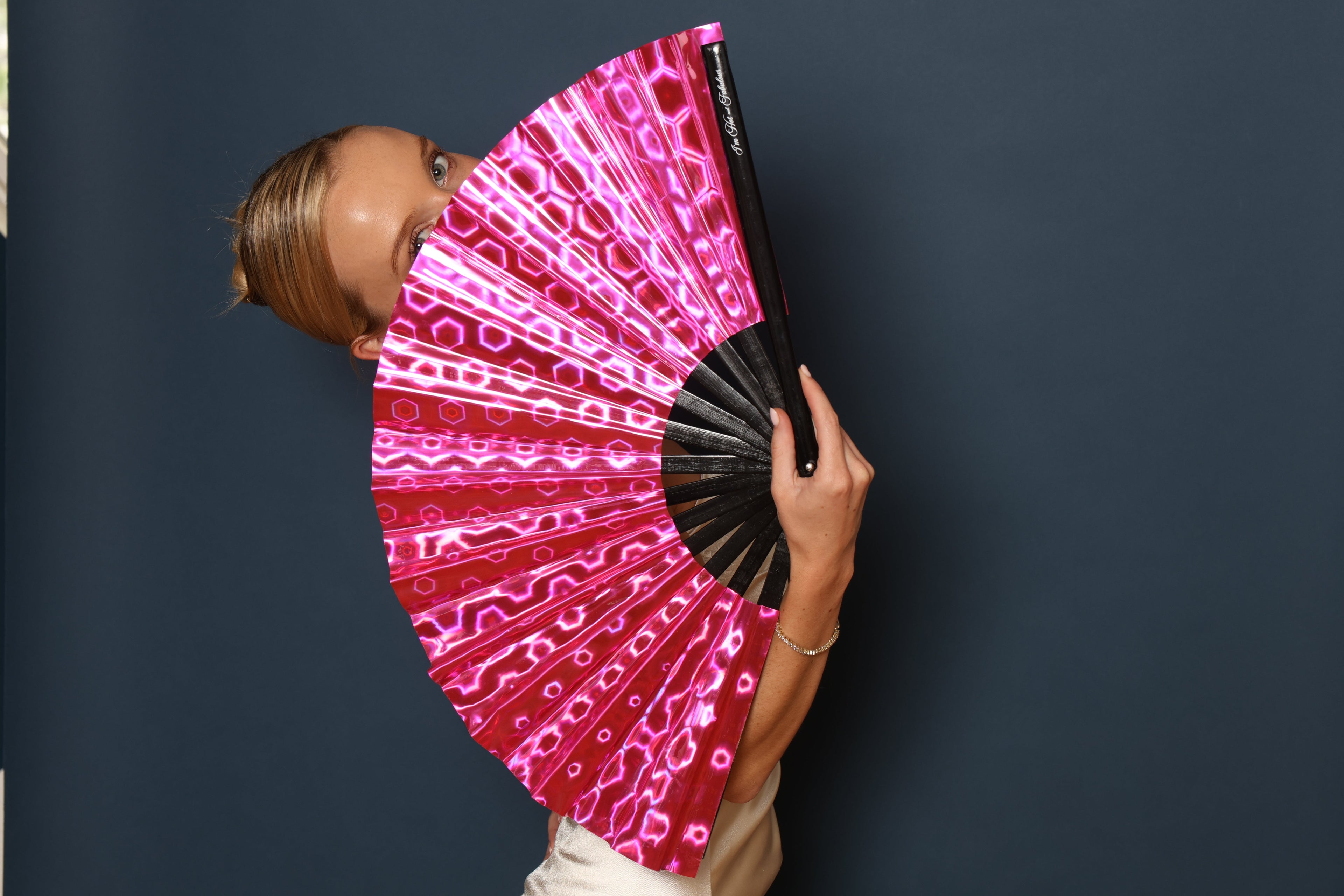 Holographic Pink Dream XL Hand Fan