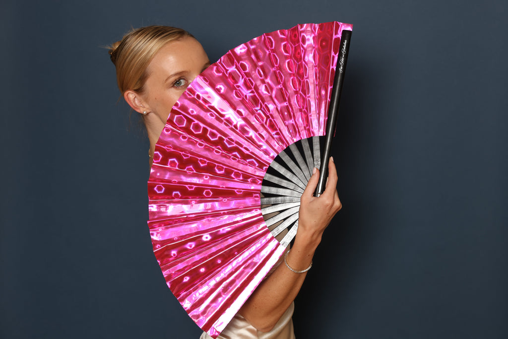 Holographic Pink Dream XL Hand Fan