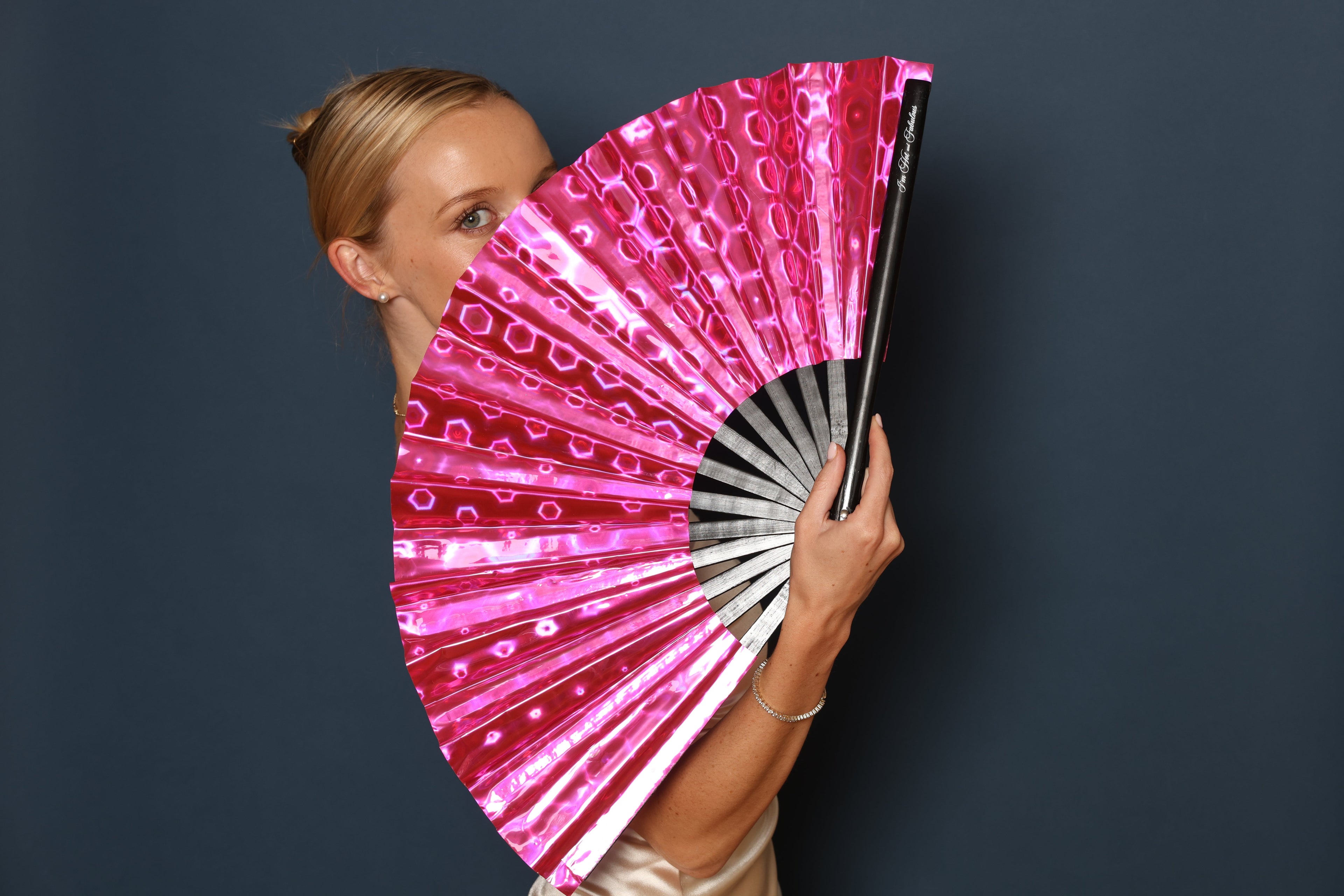 Holographic Pink Dream XL Hand Fan