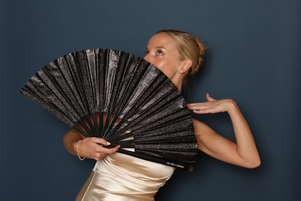 Black Sparkle XL Hand Fan
