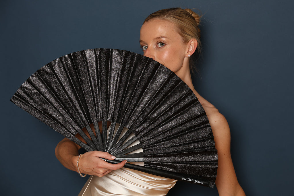 Black Sparkle XL Hand Fan