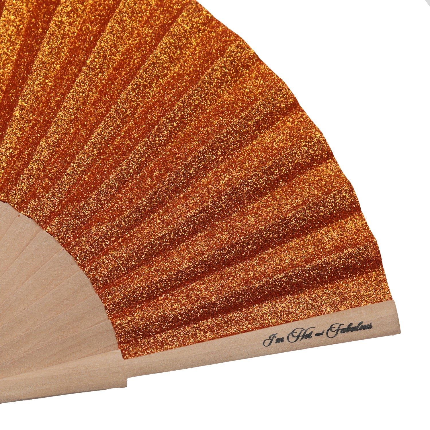 Orange Sparkle Hand Fan