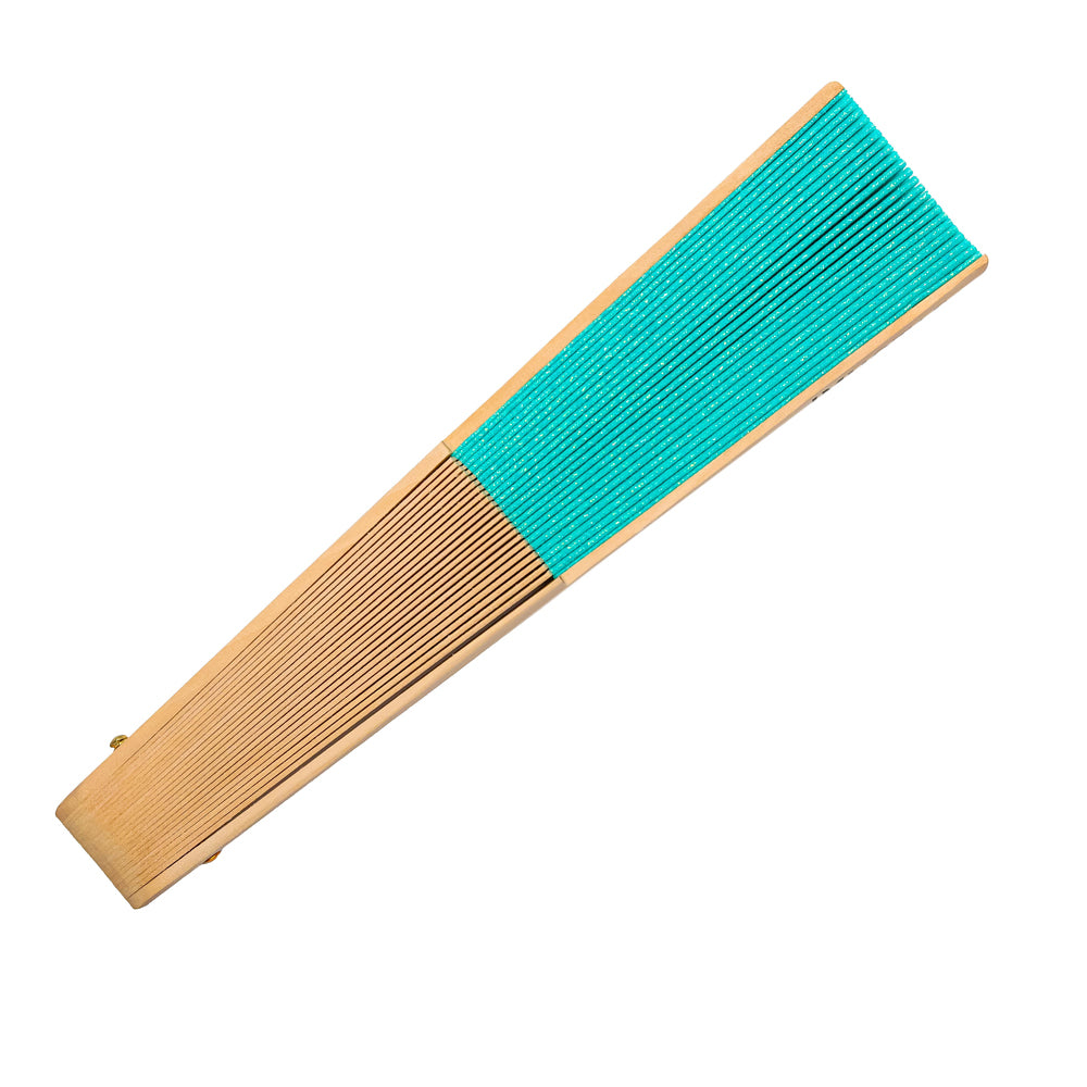 Aqua Sparkle Hand Fan