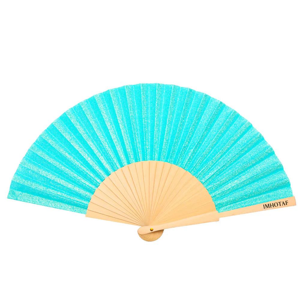 Aqua Sparkle Hand Fan