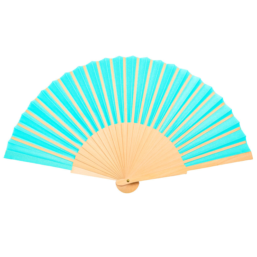 Aqua Sparkle Hand Fan