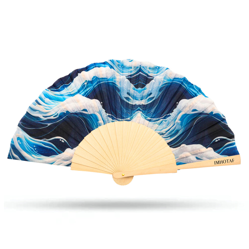 Blue Wave Hand Fan
