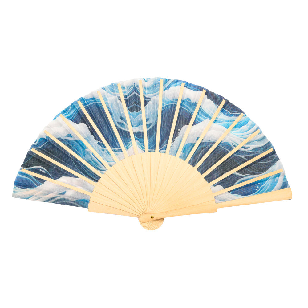 Blue Wave Hand Fan