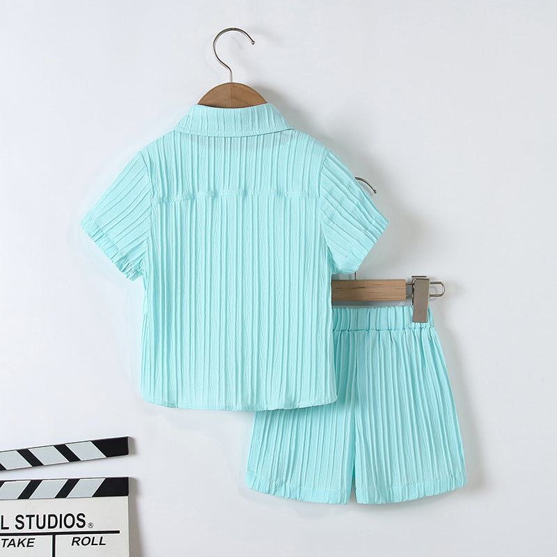 Boy's Handsome Gentleman Suit Summer College Style Short Sleeve Shorts Clothes