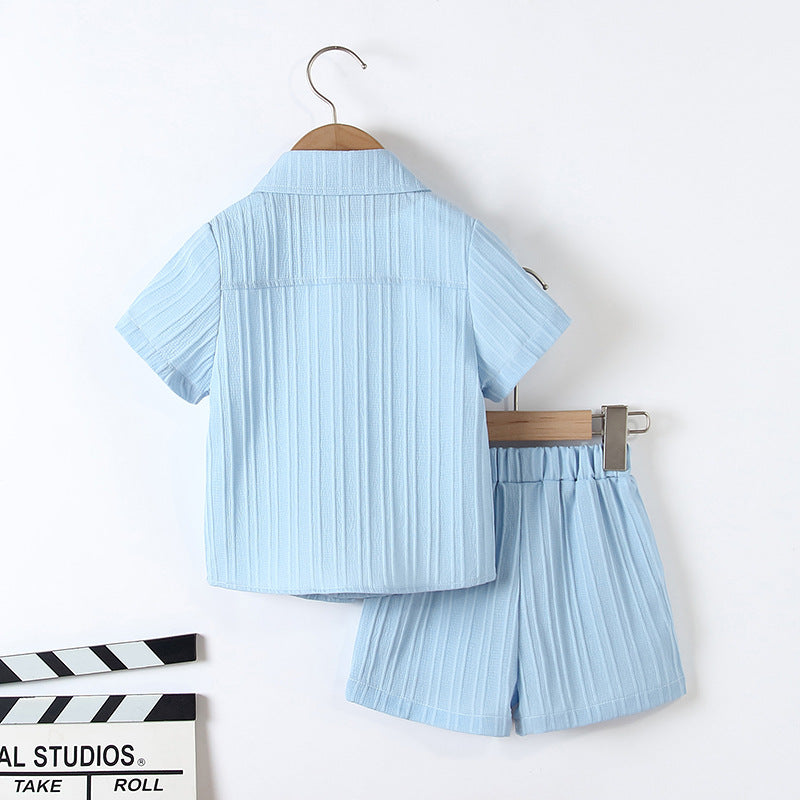 Boy's Handsome Gentleman Suit Summer College Style Short Sleeve Shorts Clothes