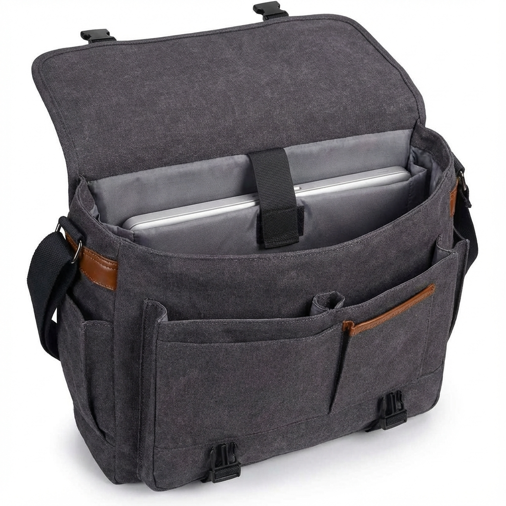 Men’s Canvas Messenger Bag – Water-Resistant Laptop Ready