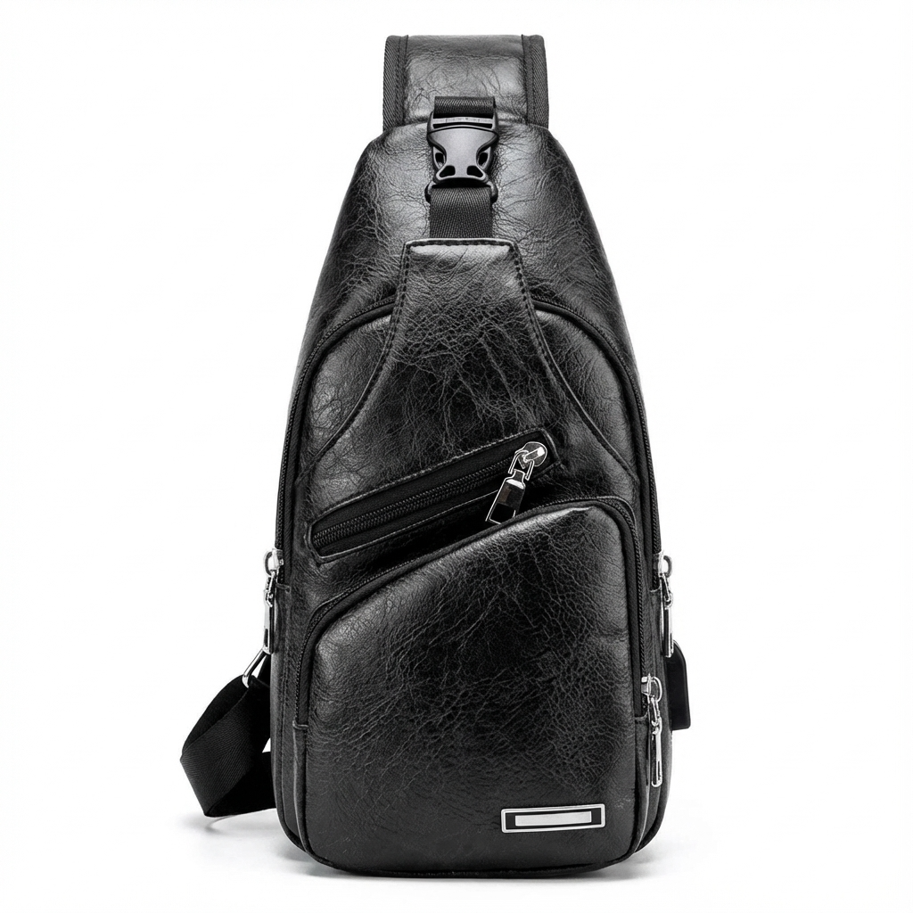Men’s Leather Sling Bag – Secure Anti-Theft
