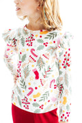 Holly Jolly Christmas L/S Ruffle Tee
