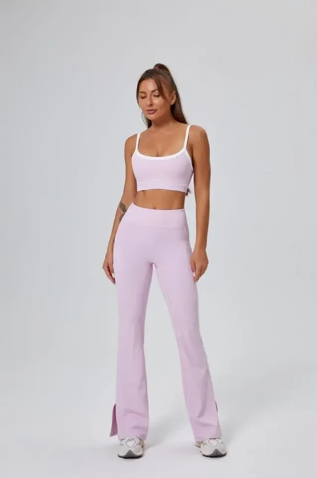 FlareLift Yoga Set: High-Waist Pants & Backless Bra