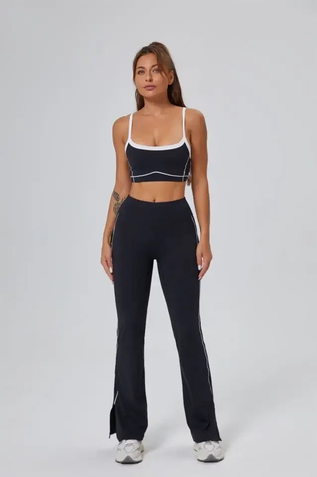 FlareLift Yoga Set: High-Waist Pants & Backless Bra