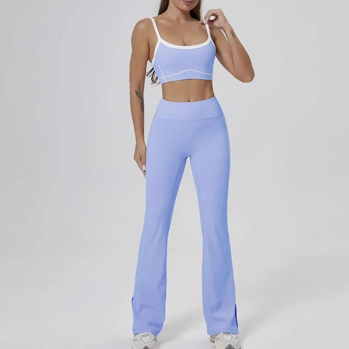 FlareLift Yoga Set: High-Waist Pants & Backless Bra