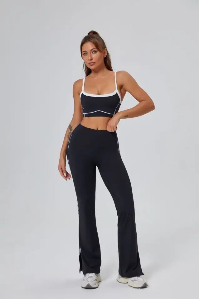 FlareLift Yoga Set: High-Waist Pants & Backless Bra