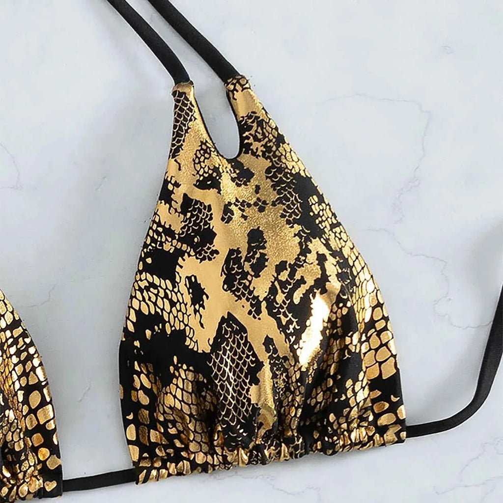 Sleek Serpent: Chic Push-Up Bikini Set