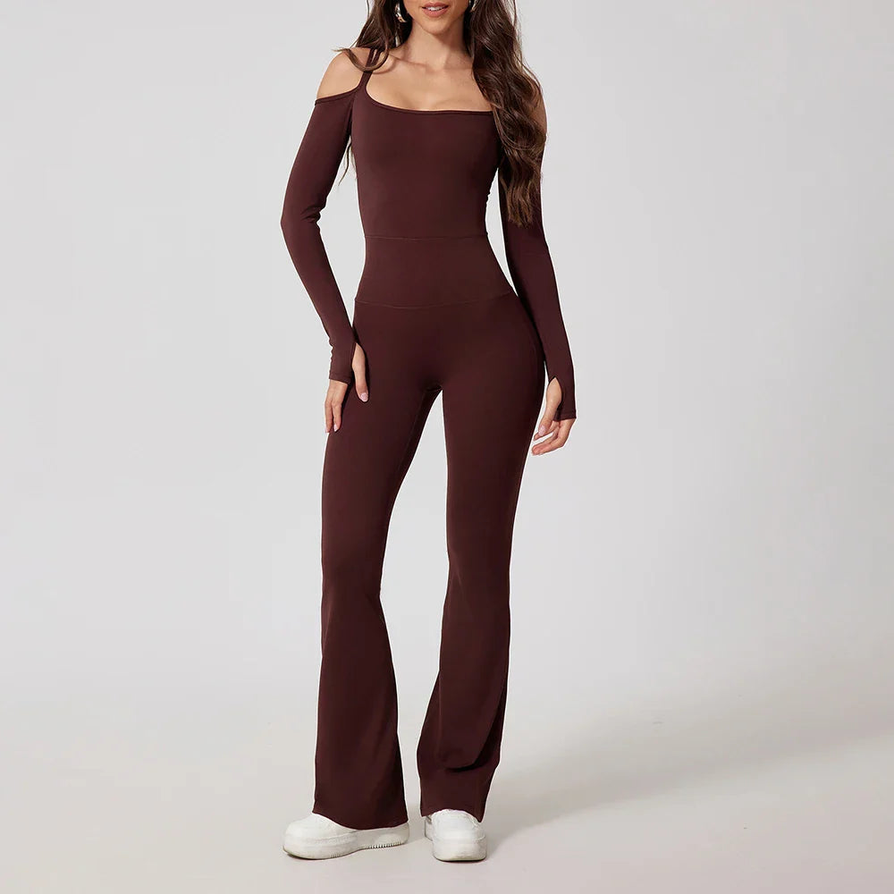 Yoga Jumpsuit Women's Sports Overalls Flared Trousers