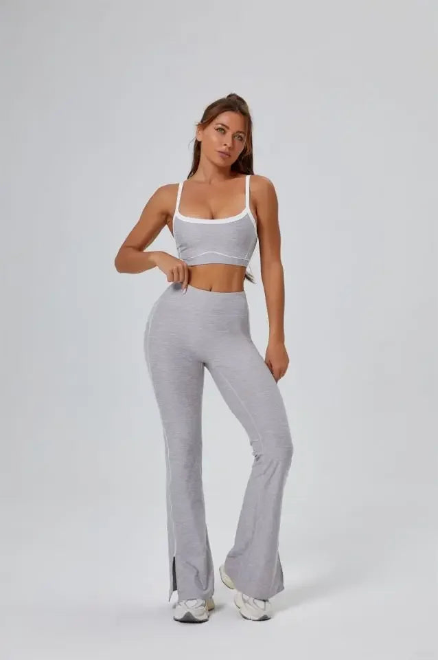 FlareLift Yoga Set: High-Waist Pants & Backless Bra
