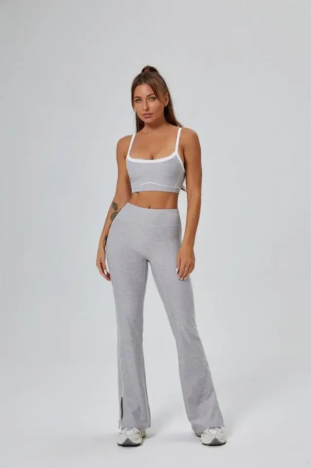 FlareLift Yoga Set: High-Waist Pants & Backless Bra