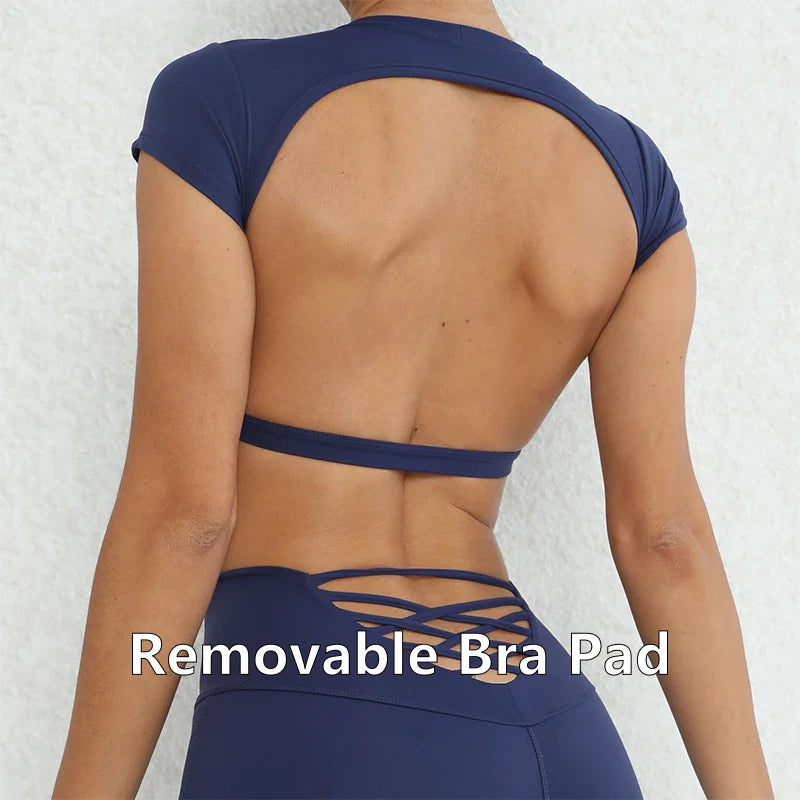 FlexiFit Women's Backless Crop Gym Top