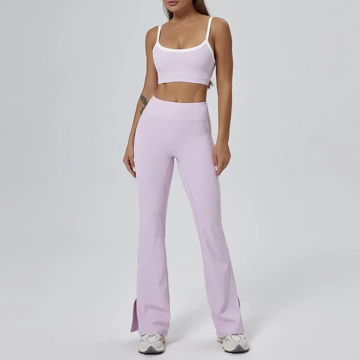 FlareLift Yoga Set: High-Waist Pants & Backless Bra