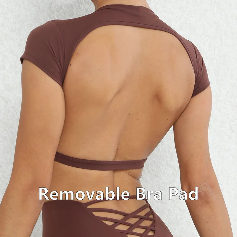 FlexiFit Women's Backless Crop Gym Top