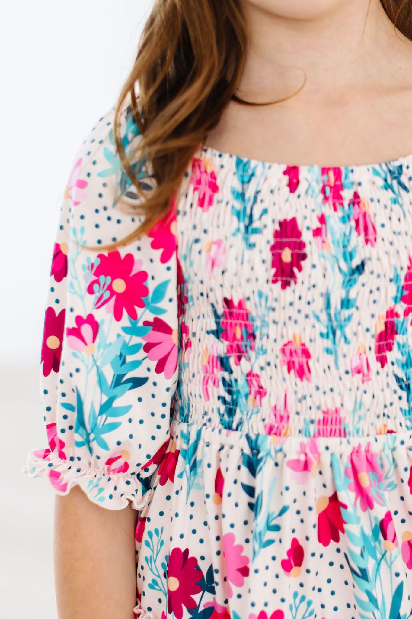 SALE Dots & Daisies Smocked Ruffle Dress