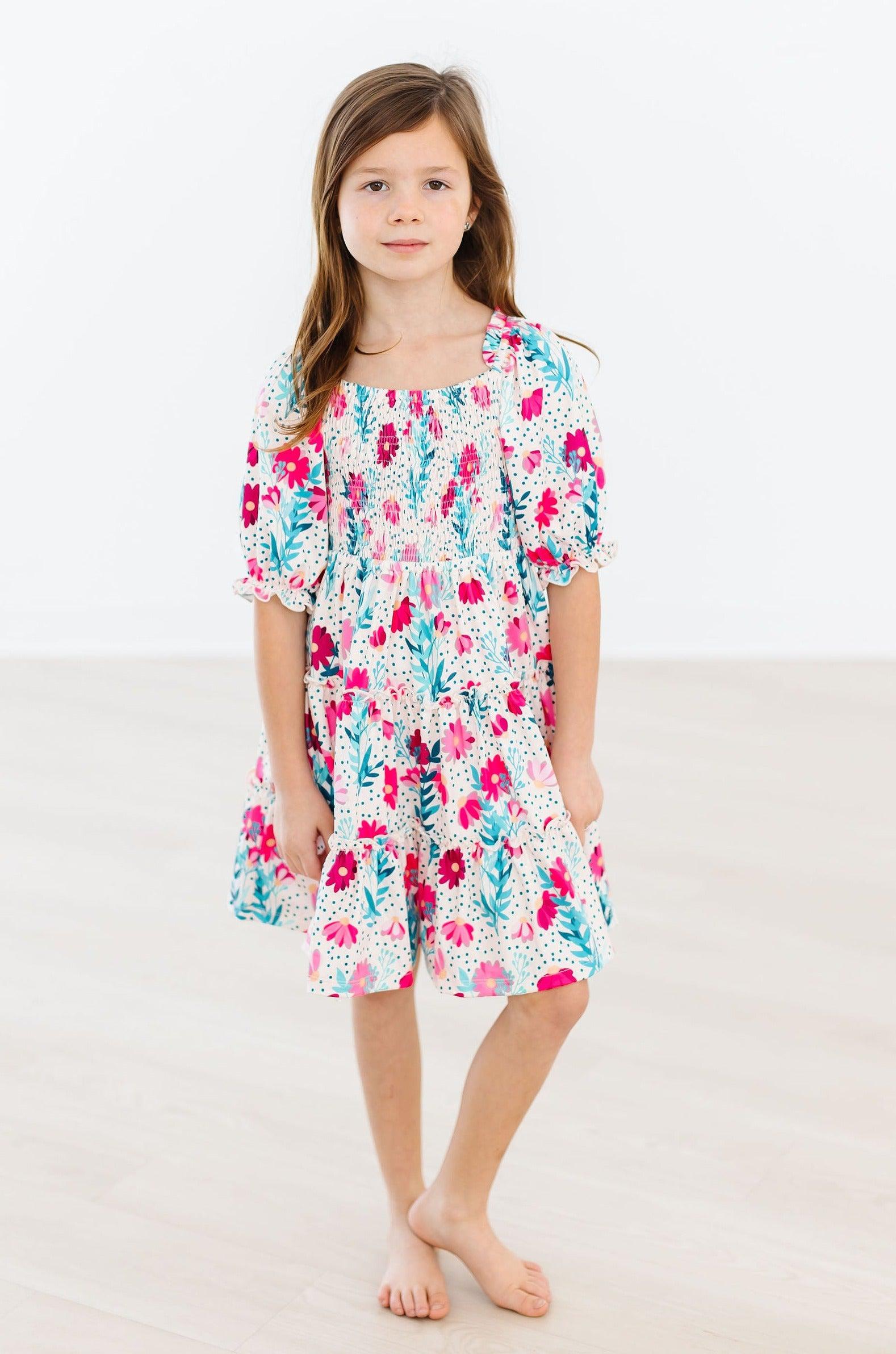 SALE Dots & Daisies Smocked Ruffle Dress