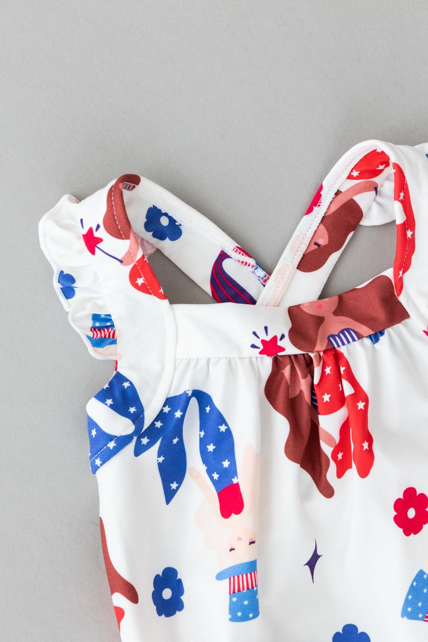 SALE Mer-Made in the USA Ruffle Cross Back Romper