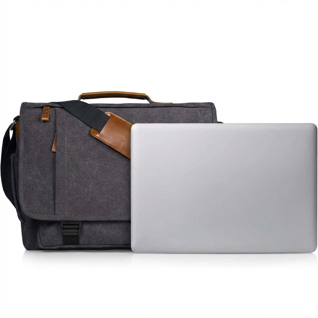 Men’s Canvas Messenger Bag – Water-Resistant Laptop Ready