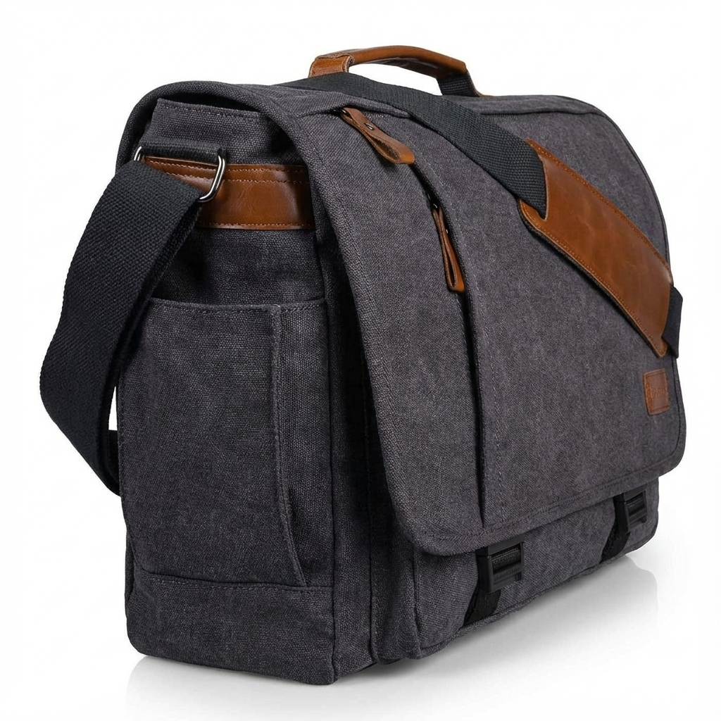 Men’s Canvas Messenger Bag – Water-Resistant Laptop Ready