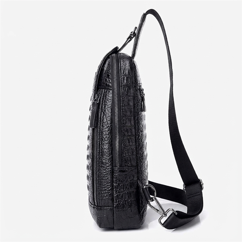 Men’s Croc-Embossed Leather Sling Bag – Modern Everyday Carry