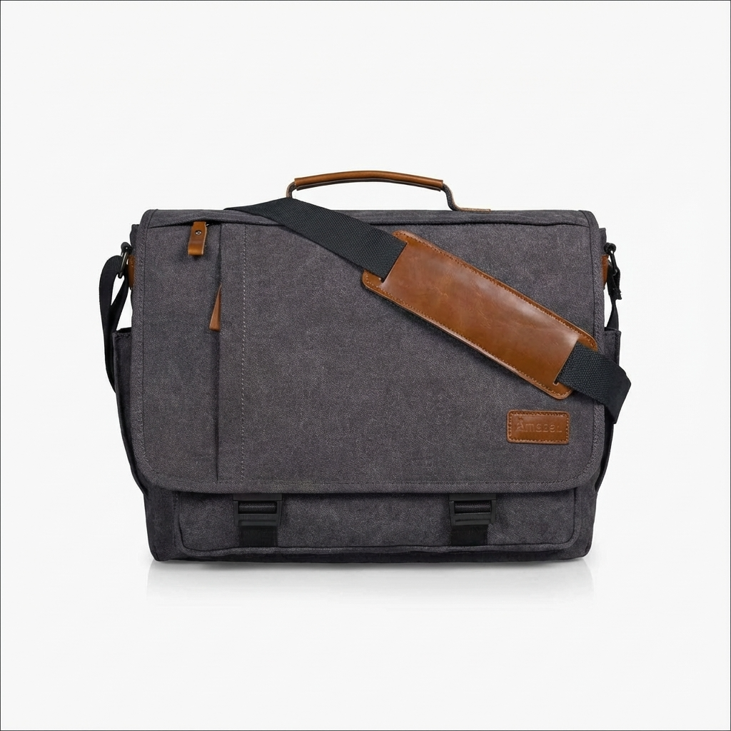 Men’s Canvas Messenger Bag – Water-Resistant Laptop Ready