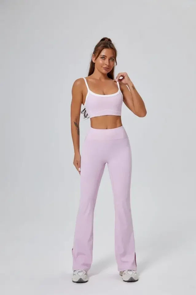 FlareLift Yoga Set: High-Waist Pants & Backless Bra