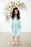 Sage 3/4 Sleeve Pocket Twirl Dress