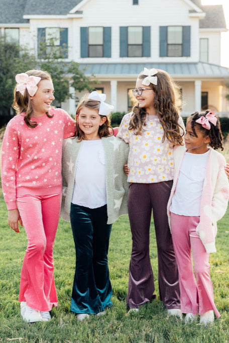 Amethyst Ribbed Velvet Bells