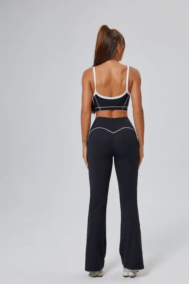 FlareLift Yoga Set: High-Waist Pants & Backless Bra