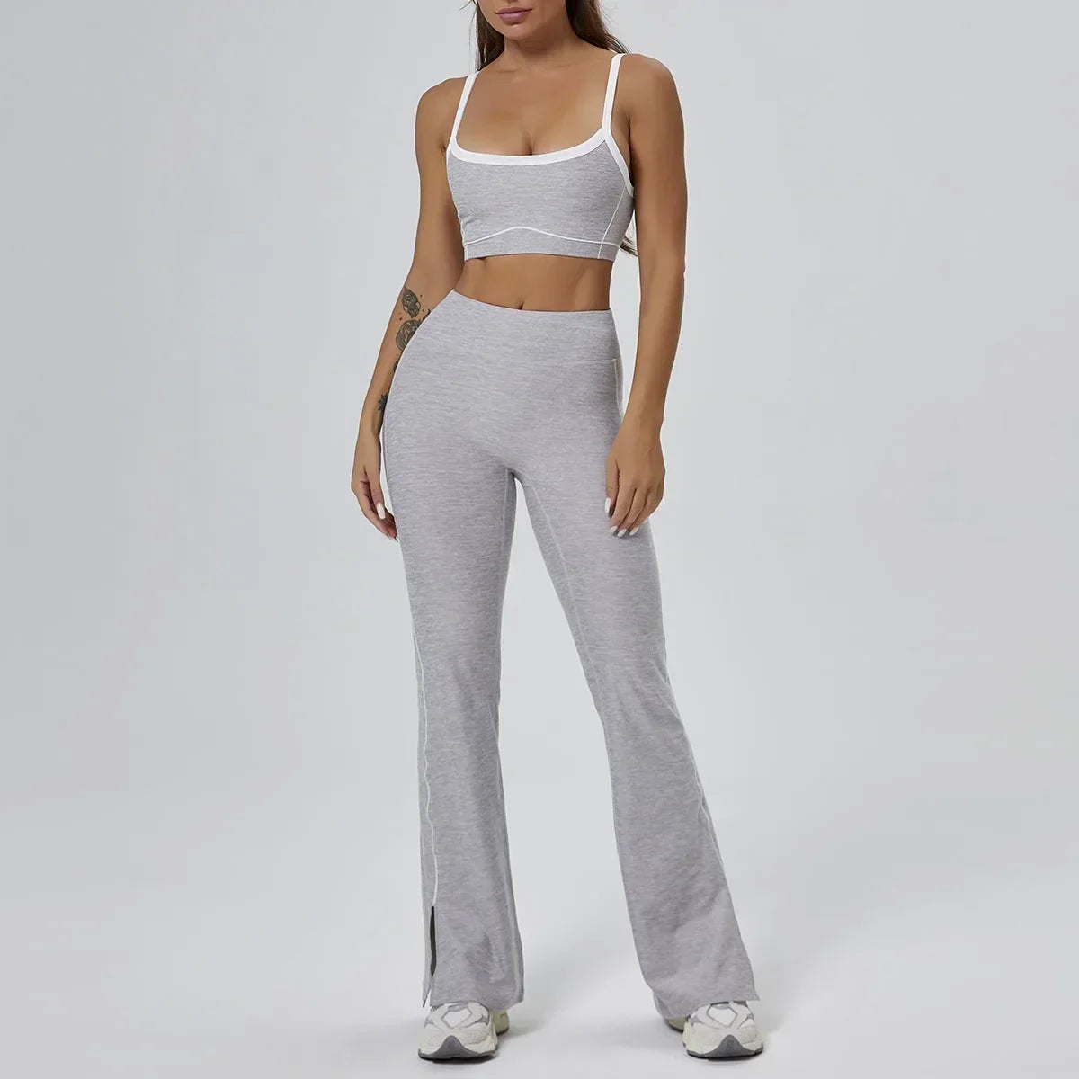 FlareLift Yoga Set: High-Waist Pants & Backless Bra
