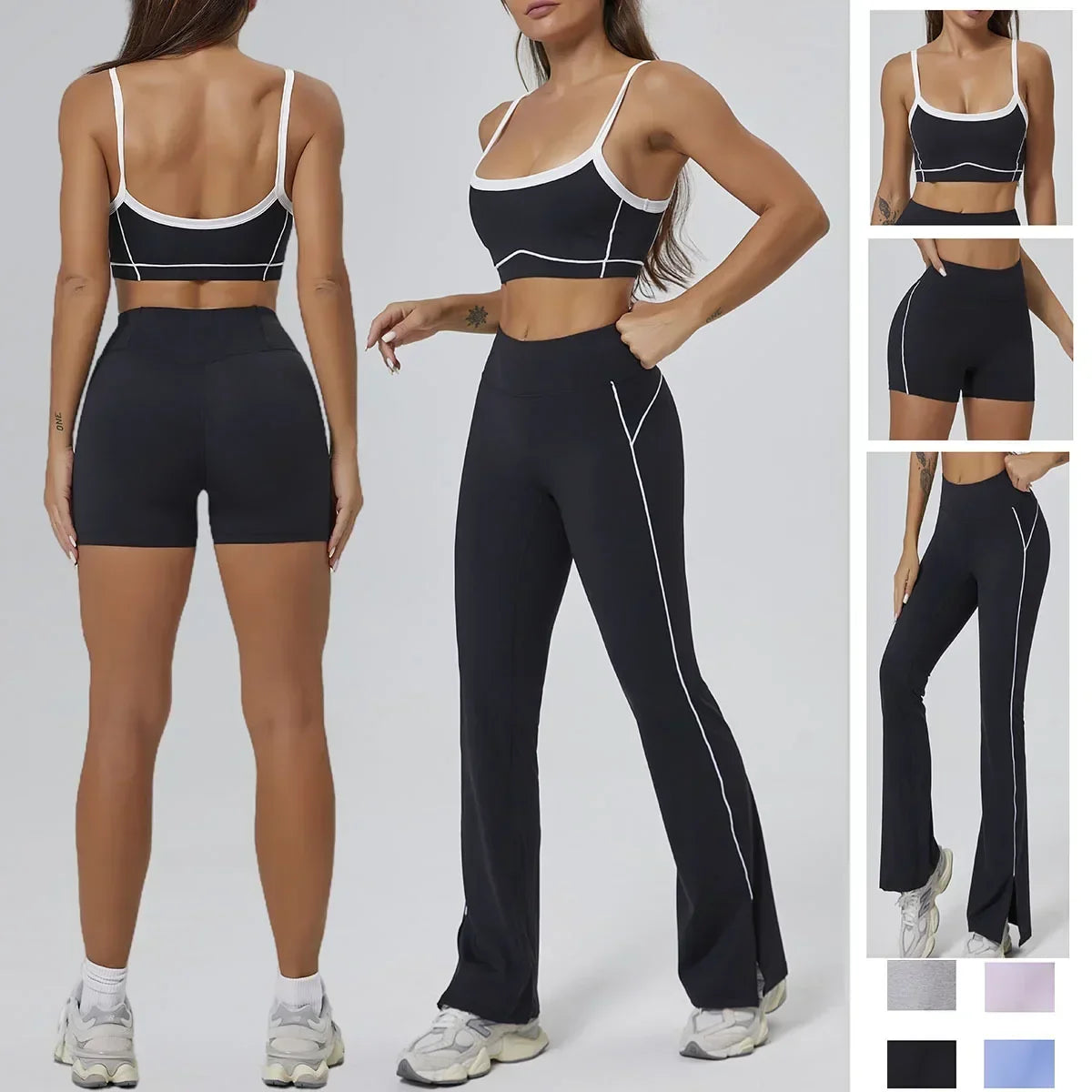FlareLift Yoga Set: High-Waist Pants & Backless Bra