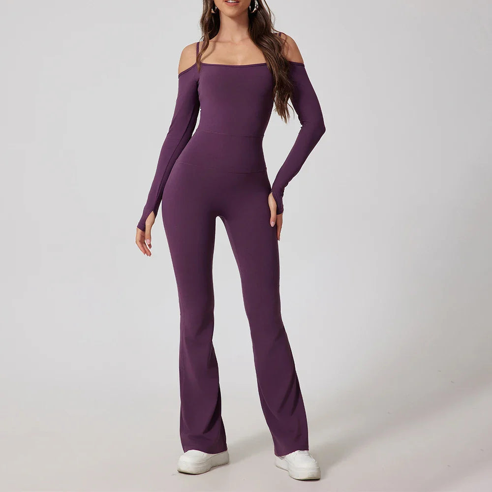 Yoga Jumpsuit Women's Sports Overalls Flared Trousers