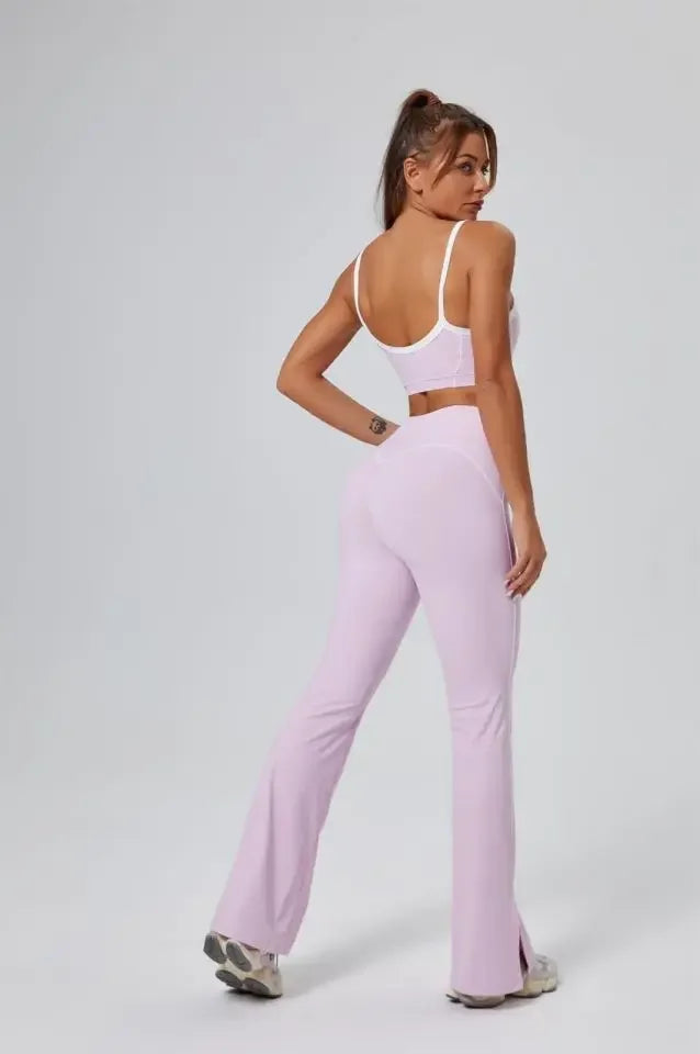 FlareLift Yoga Set: High-Waist Pants & Backless Bra